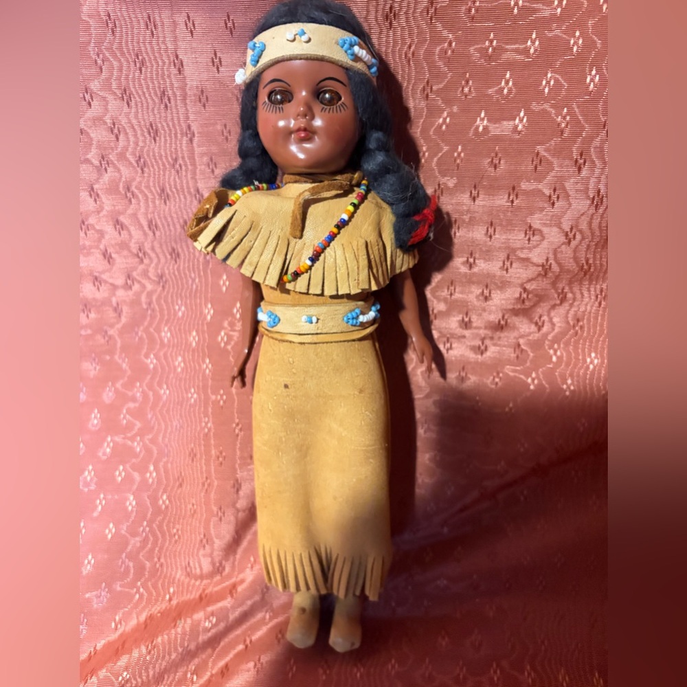 Native American Style Doll with Beaded Dress
